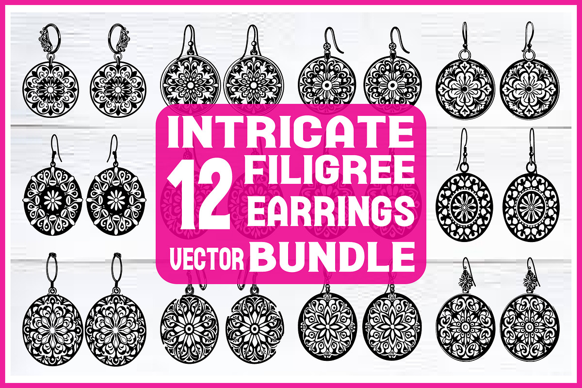 Teardrop Filigree Earrings SVG, an Object Graphic by jahid234 (Photo 1 of 13)