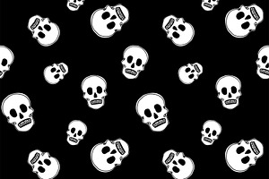 Skull Print on Black Seamless Repeat, a Pattern Graphic by Sharon Schwalbe