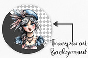 Watercolor Retro Girls Clipart, an Illustration by Canvas Craft (Thumbnail 2 of 7)
