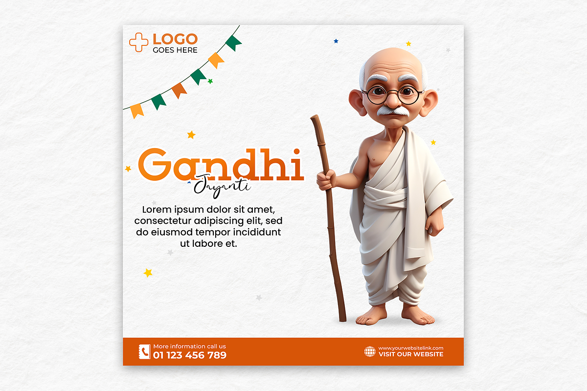 Gandhi Jayanti Post 3d, a Social Media Template by AyyazMomin (Photo 5 of 7)