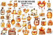 Watercolor Maple Syrup Clipart, an Illustration by Watercolor design (Thumbnail 1 of 12)