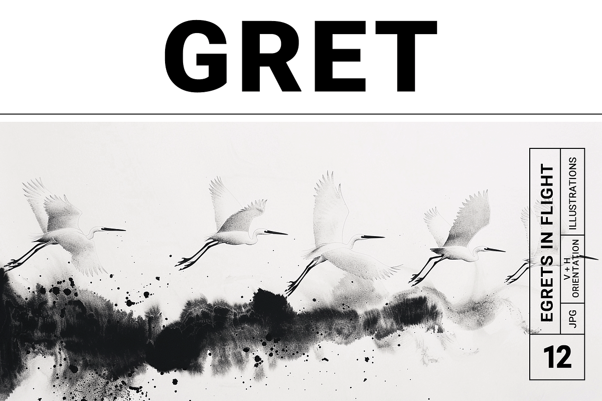 Gret Collection · Egrets in Flight, an Animal Illustration by milatovar (Photo 1 of 17)