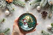 Stained Glass Snowman Tree Ornament, a Seasonal Illustration by CrexoraLab (Thumbnail 3 of 3)