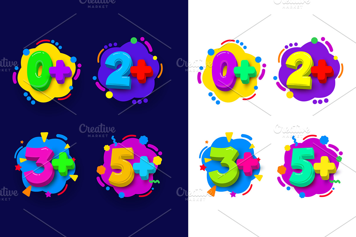Colored cartoon numbers. preview 2