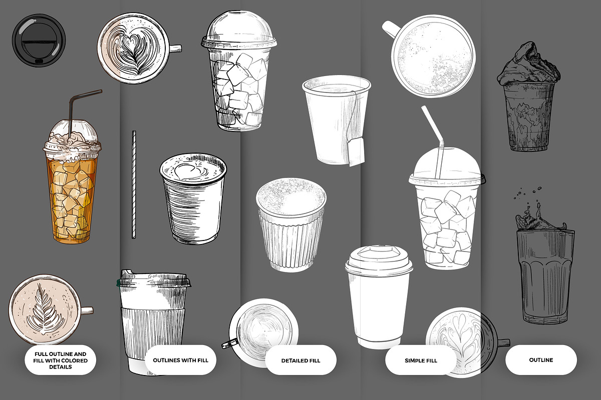 Hand drawn vector drinks, a Food Illustration by MuzaInspires (Photo 3 of 8)