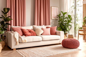 Pink Modern Living Room, an Architecture Photo by Ocean Digital Art