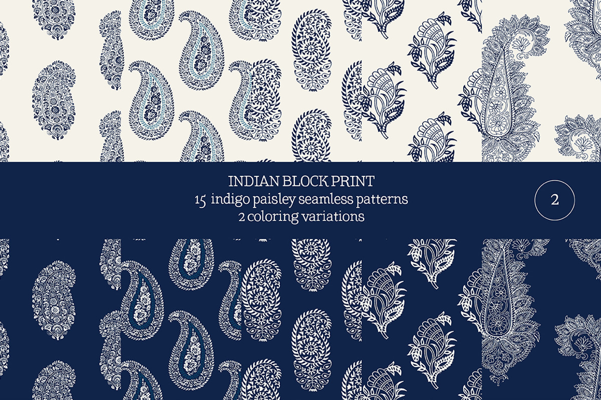 Blue Indian Block Print: Paisley, a Pattern Graphic by StabuLaRasa illustration (Photo 2 of 3)