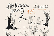 Halloween party vector cute graphics, an Object Illustration by Yuliya Derbisheva (Thumbnail 8 of 13)