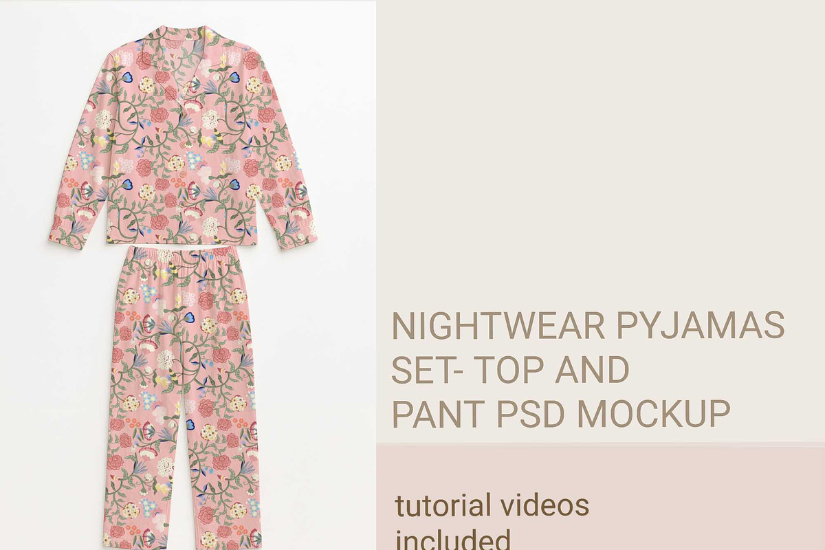Nightwear PAJAMAS SET MOCKUP PSD, a Bottom Mockup by jenartstudio (Photo 2 of 3)