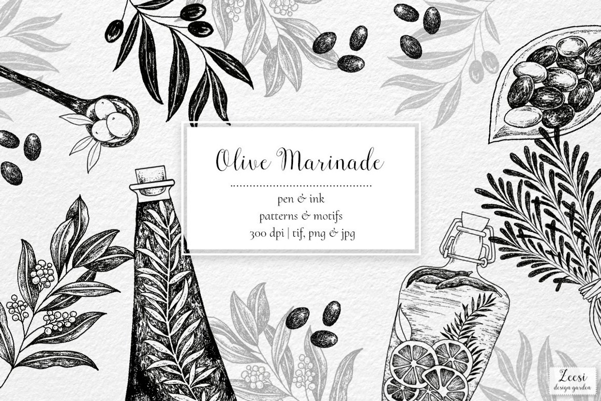 Olives Marinade Patterns & Motifs, a Pattern Graphic by Zeesi Design Garden (Photo 1 of 10)