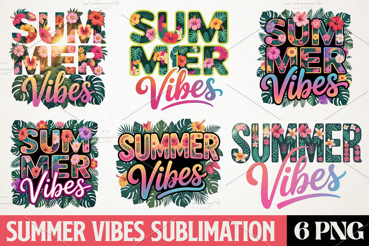 Summer Vibes Png, Summer Sublimation, an Illustration by RobertsArt (Photo 1 of 7)