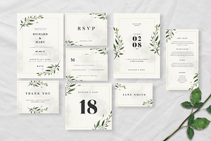 Watercolor Wedding Invitation Suite