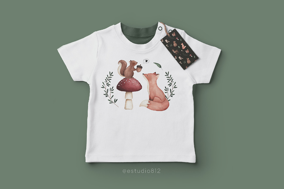 Little Forest watercolor clipart, an Animal Illustration by Estudio 812 (Photo 8 of 9)