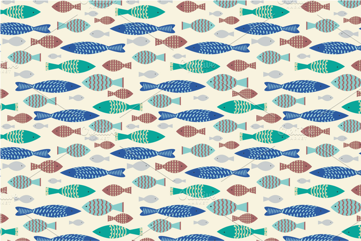 Marine patterns with fish preview 5