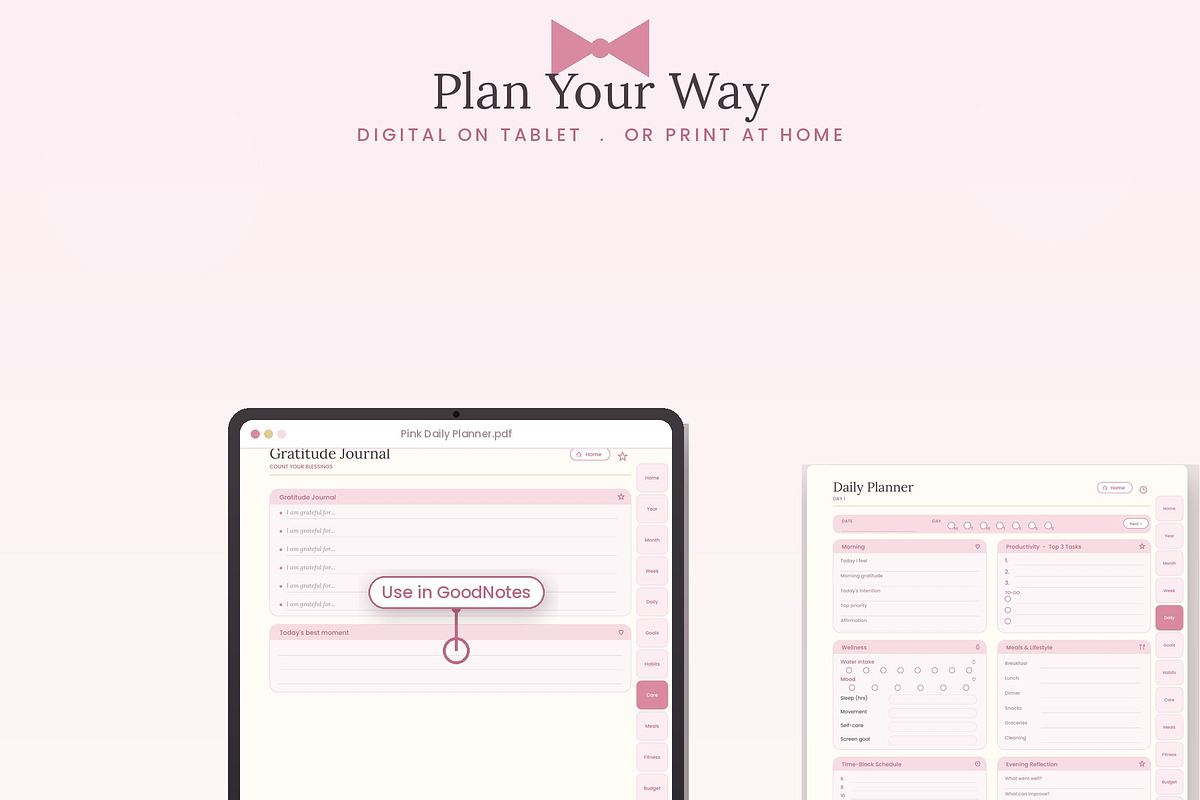 Pink Daily Planner | Hyperlinked, a Poster Template by HeavensStar (Photo 10 of 12)