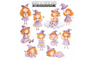 Cute Witch Clipart PNG – Watercolor, an Illustration by CharmClipart (Thumbnail 3 of 7)