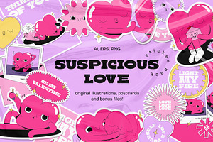 Suspicious Love: Illustrations Set