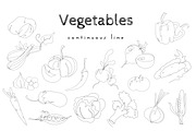 Vegetables in continuous line SET, a Food Illustration by WildStrawberry Magic (Thumbnail 3 of 4)