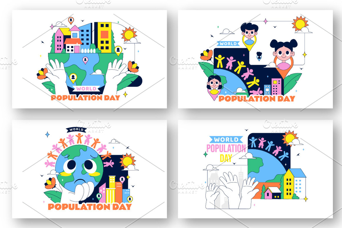 10 World Population Day Illustration, a Person Illustration by denayunebgt (Photo 3 of 4)