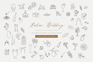Italian Wedding Clipart Set