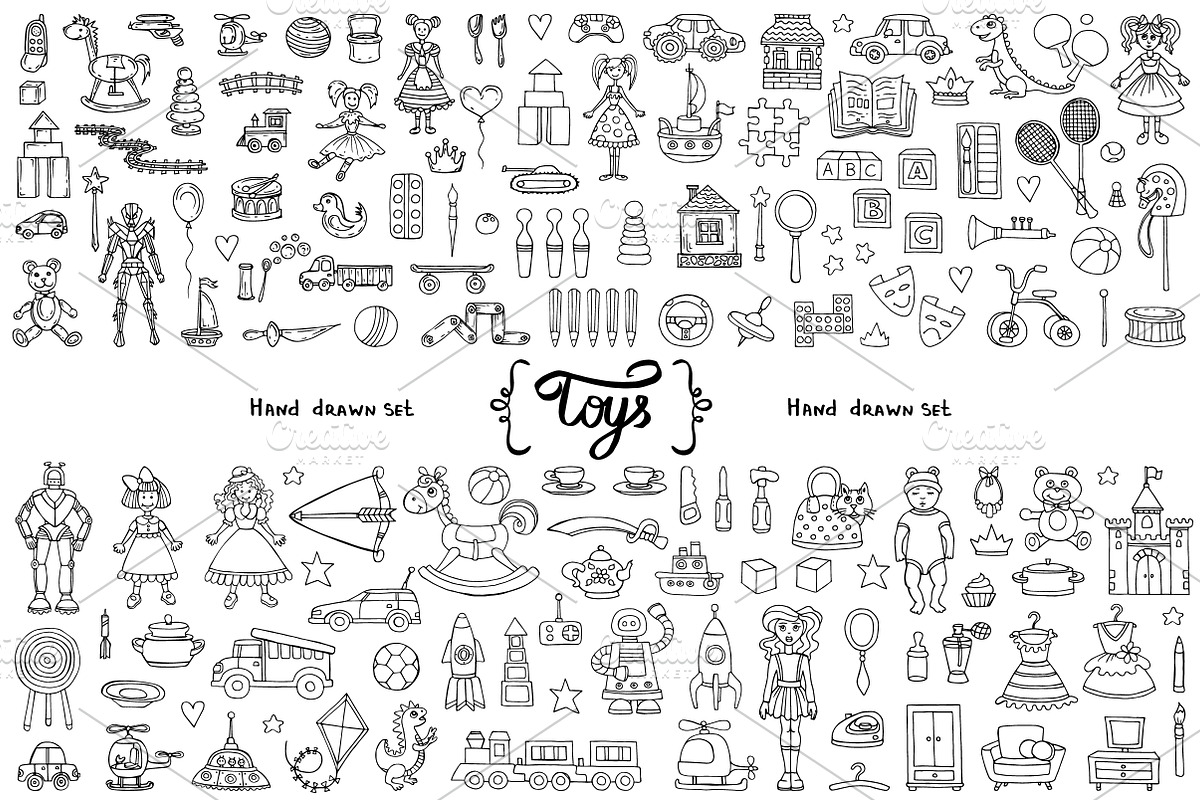 Vector set with toys doodles, an Object Graphic by Olga Chuklay (Photo 2 of 2)