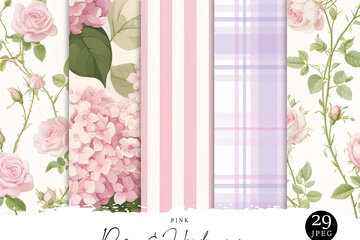 Rose Hydrangea Digital Paper, a Background Graphic by Design Scotch (Photo 1 of 8)