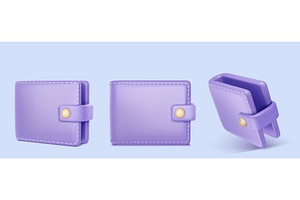 Wallet 3d Icon, Purse For Money Cash