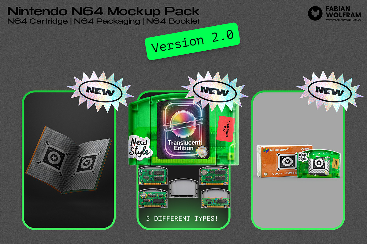 Nintendo N64 Cartridge Mockup, a Packaging Mockup by Fabian Wolfram (Photo 1 of 17)