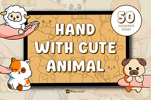 Hand & Cute Animal – Procreate Stamp