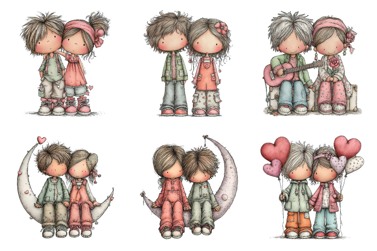 Sweet Pastel Valentine Couple PNG, an Illustration by SinaCreation (Photo 6 of 11)