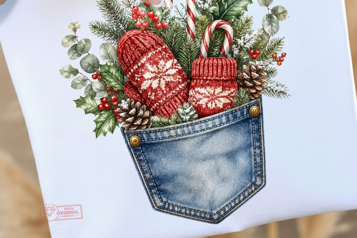 Christmas Denim Pocket Clipart, a Seasonal Illustration by Tanya Kart (Photo 4 of 9)