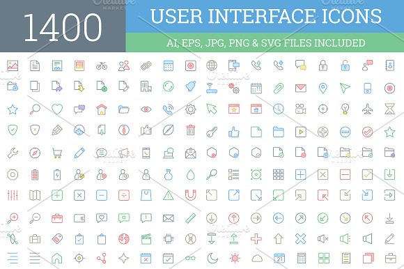 1400 User Interface Icons preview 3