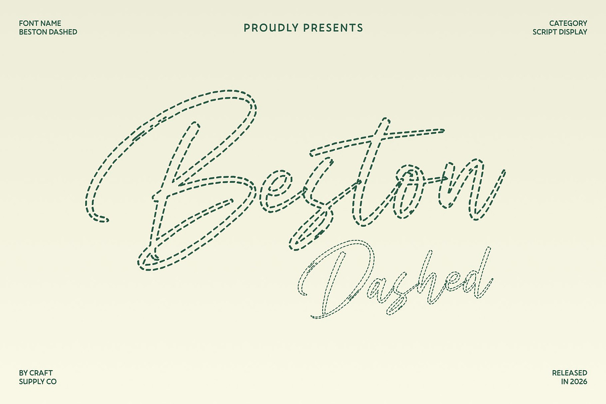 Beston Dashed, a Script Font by Craft Supply Co. (Photo 1 of 8)