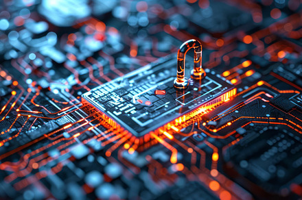 Close Up of Circuit Board With Padlock, a Background Photo by ImageMir