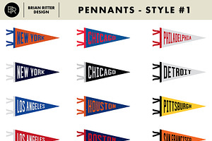 Vintage Pennants Baseball Vectors