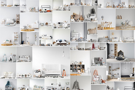 80 Kids Room Wall Mockup