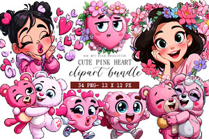 Cute Pink Heart Sublimation, an Illustration by DreamArtGraphic