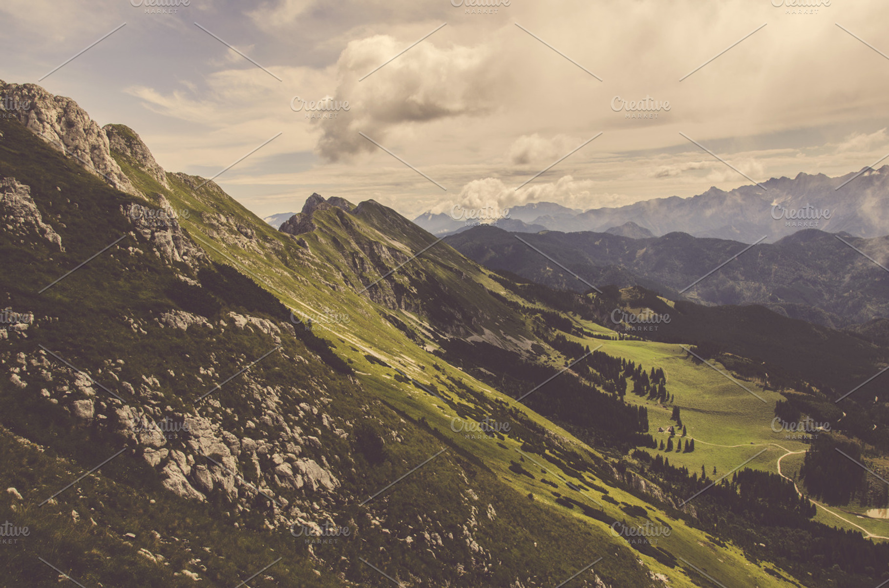 Mountains With Grass Panorama