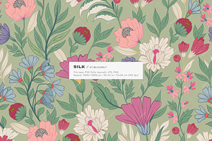 Silk Botanical Pattern And Flowers