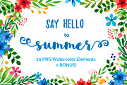 Summer Watercolor set, a Seasonal Illustration by Designifty (Thumbnail 1 of 4)