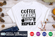 Coffee Teach Sleep Repeat SVG Design, an Education Illustration by SVGCuteShop (Thumbnail 1 of 3)