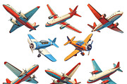 Watercolor Airplane Clipart Bundle, a Transportation Illustration by Design Scotch (Thumbnail 3 of 8)