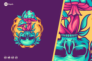 Magic Mushrooms Skull - Illustration