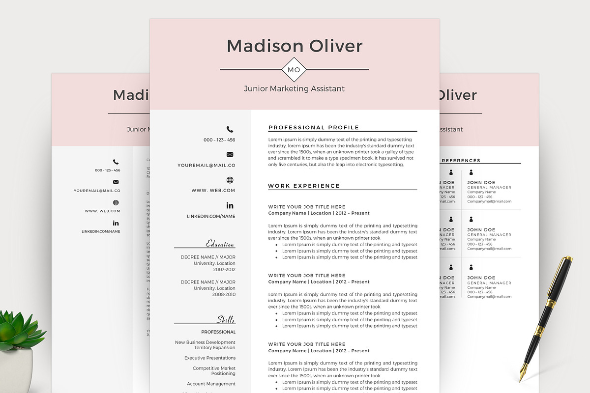Professional Resume/CV Template Word, a Resume Template by TemplateCrafts (Photo 1 of 3)