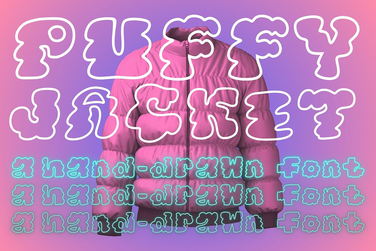 Puffy Jacket a hand-drawn puffy font, a Handwritten Font by Eryn Rose Design (Photo 2 of 18)