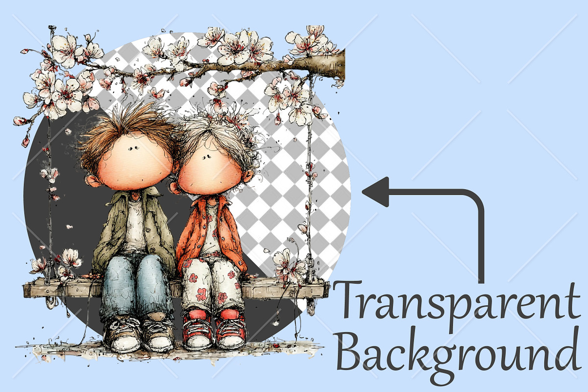 Whimsical Senior Couple Park Clipart, a Seasonal Illustration by Canvas Craft (Photo 2 of 10)