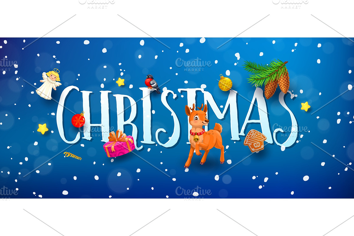 Christmas 3d banner with deer, a Decorative Illustration by Vector Tradition (Photo 3 of 3)