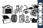 Automotive Repair Vector Set, an Illustration by designvectx (Thumbnail 1 of 3)