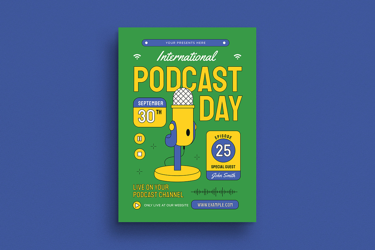 Podcast Day Event Flyer, a Flyer Template by VectorVactory (Photo 1 of 3)