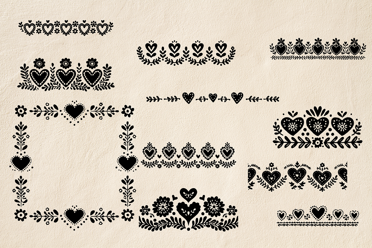 80 Folk Art Heart Dividers, an Object Graphic by Pattern Whimsy